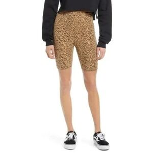 BP Nordstrom Womens High Waist Bike Shorts In Tan Sketched Cheetah Print Size XS